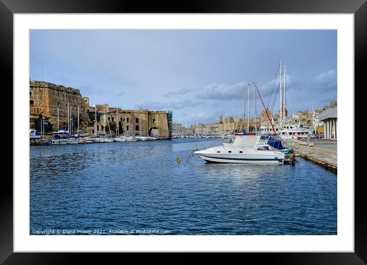 Valletta Grand Harbour Malta Framed Mounted Print by Diana Mower