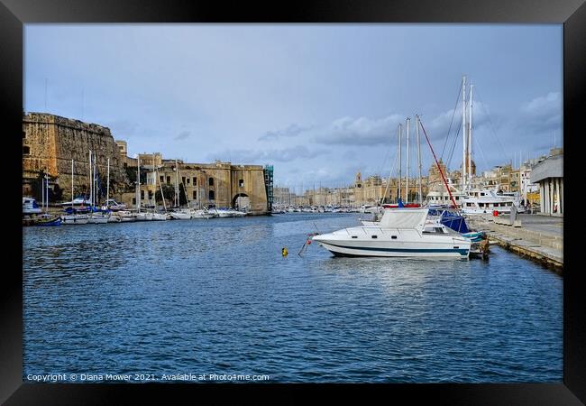 Valletta Grand Harbour Malta Framed Print by Diana Mower