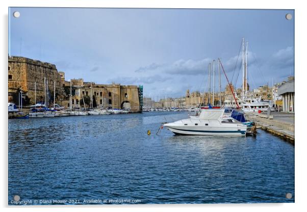 Valletta Grand Harbour Malta Acrylic by Diana Mower