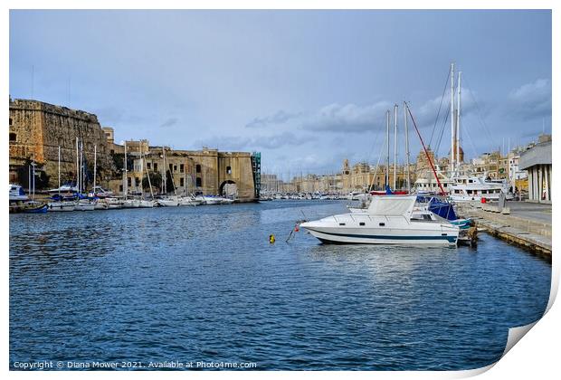 Valletta Grand Harbour Malta Print by Diana Mower