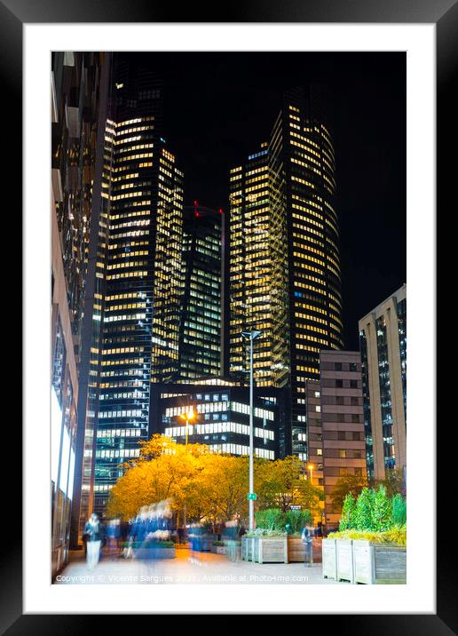 Night time business buildings Framed Mounted Print by Vicente Sargues