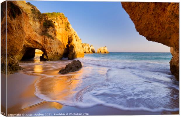 Praia dos Três Irmãos, Algarve, Portugal Canvas Print by Justin Foulkes