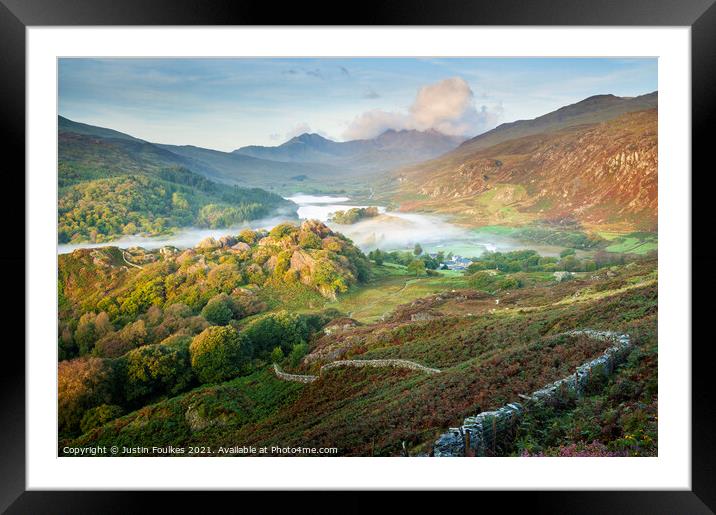 The Snowdon massif from above Capel Curig Framed Mounted Print by Justin Foulkes