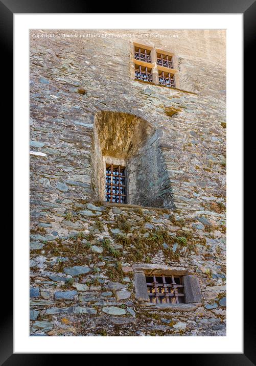 The facade of the castle of Fenis in Aosta Valley, Framed Mounted Print by daniele mattioda