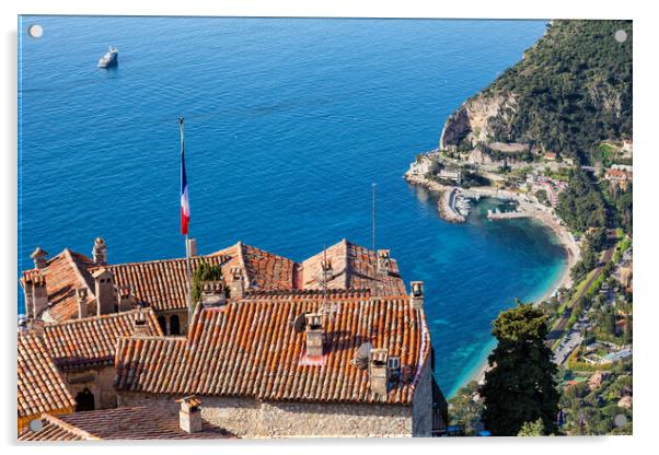 Eze Village and The Sea in France Acrylic by Artur Bogacki
