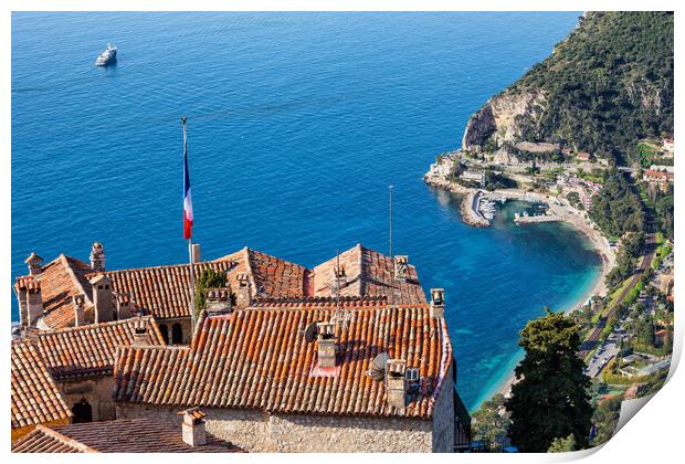 Eze Village and The Sea in France Print by Artur Bogacki