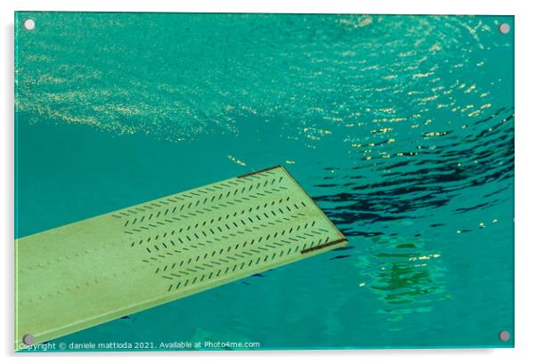 a springboard to dive into the pool Acrylic by daniele mattioda