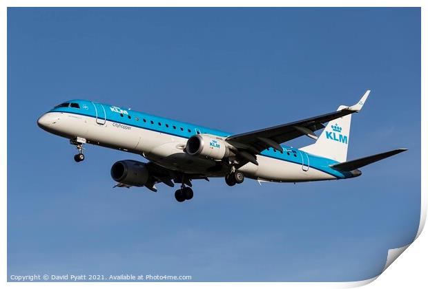 KLM Embraer ERJ-190 Print by David Pyatt