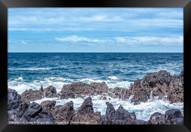 Porto Moniz volcanic beach, Madeira Framed Print by Craig Ballinger