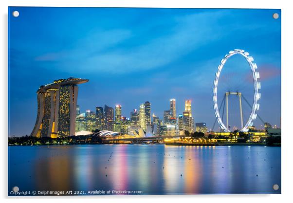 Marina Bay Sands, Singapore city skyline at night Acrylic by Delphimages Art
