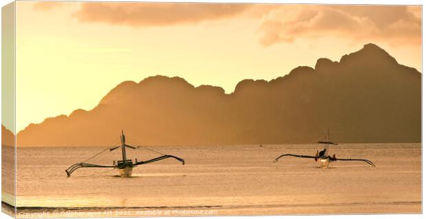 Philippines landscape, island of Palawan at sunset Canvas Print by Delphimages Art