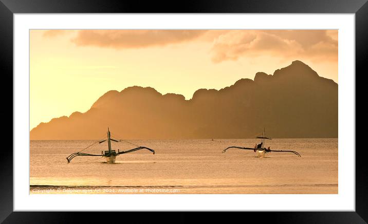 Philippines landscape, island of Palawan at sunset Framed Mounted Print by Delphimages Art