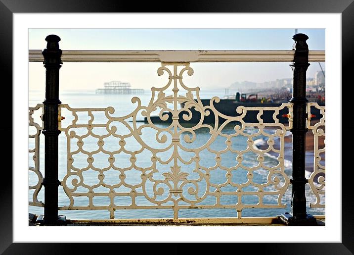 Brighton through the Victorian fence at the Pier Framed Mounted Print by Chris Chung