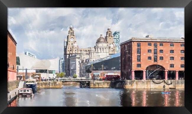 Liverpool waterfront panorama Framed Print by Jason Wells