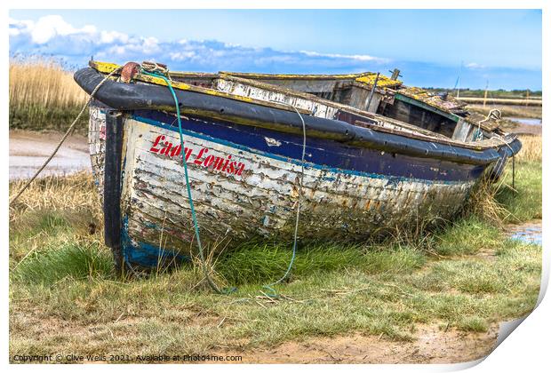 Old rowing boat Print by Clive Wells