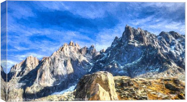 Chamonix Alps Art Panorama  Canvas Print by David Pyatt