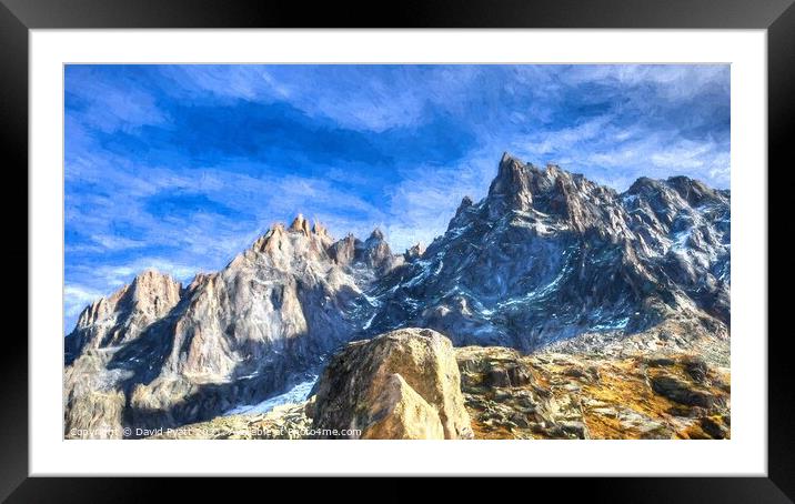 Chamonix Alps Art Panorama  Framed Mounted Print by David Pyatt