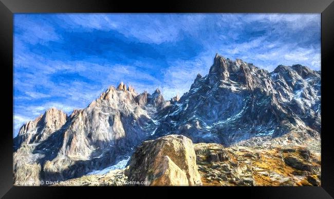 Chamonix Alps Art Panorama  Framed Print by David Pyatt