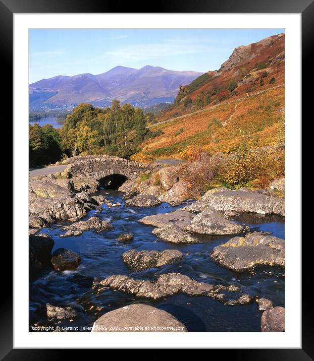 Ashness Bridge and Derwent Water, Lake District, Cumbria, UK Framed Mounted Print by Geraint Tellem ARPS