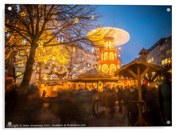 Munich Christmas Market - Christmas Pyramid Acrylic by Peter Greenway