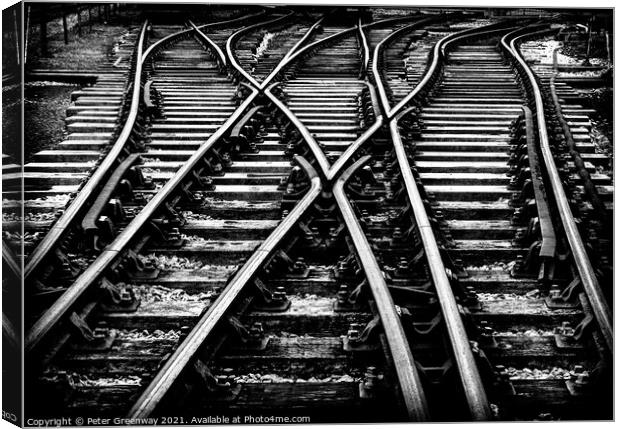 Railway Shunting Yard Tracks Canvas Print by Peter Greenway