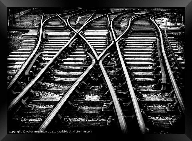 Railway Shunting Yard Tracks Framed Print by Peter Greenway