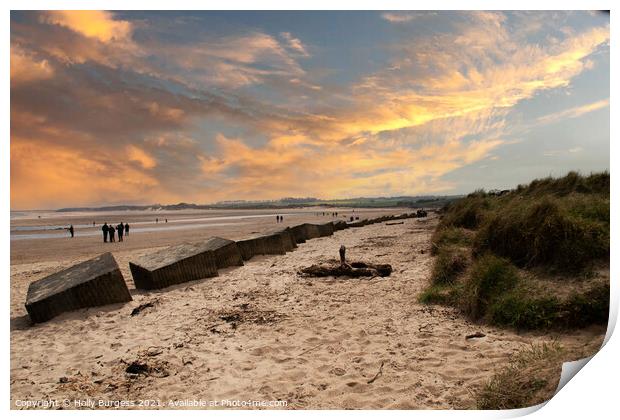 Alnmouth Northumberland at sunsetting  Print by Holly Burgess