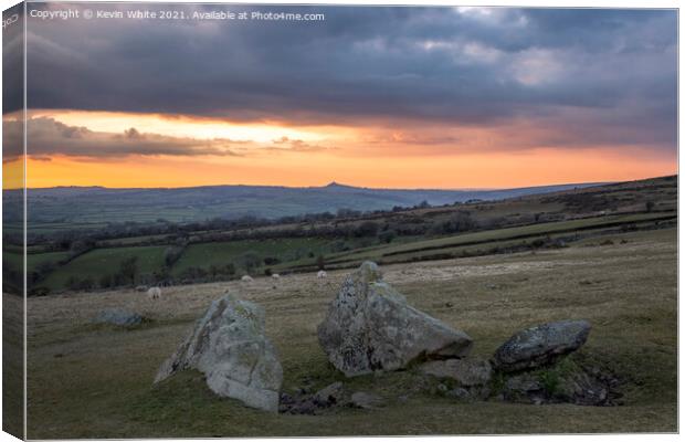 Sunset on the Devon moors Canvas Print by Kevin White