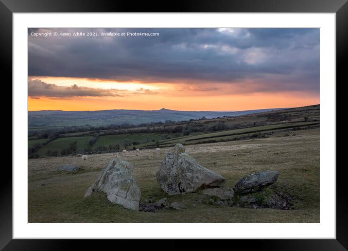 Sunset on the Devon moors Framed Mounted Print by Kevin White