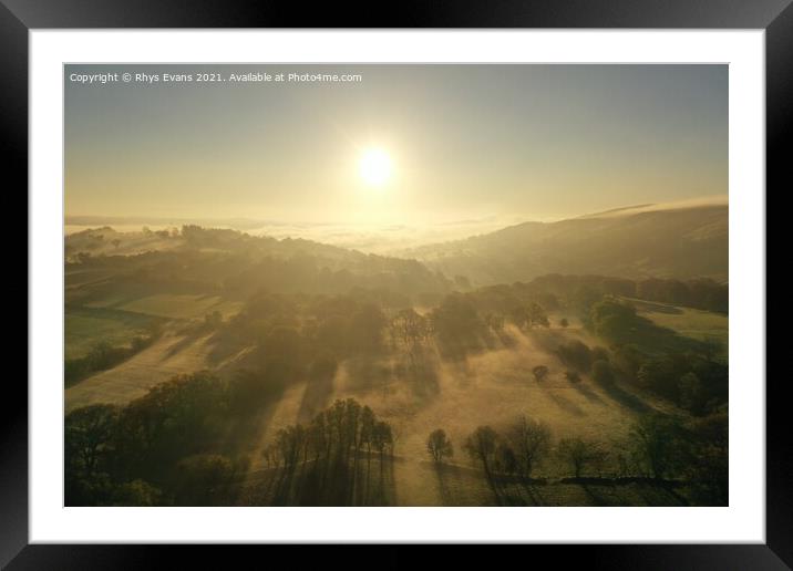 Bryncoch Misty Sunrise Framed Mounted Print by Rhys Evans