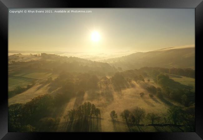 Bryncoch Misty Sunrise Framed Print by Rhys Evans