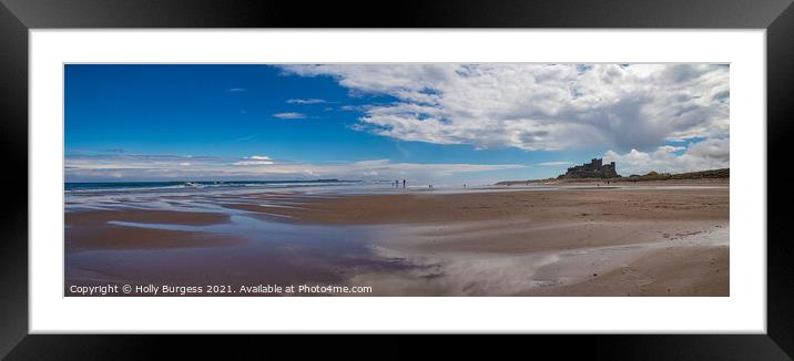 Bamburgh Castle at low tide in the evening  Panora Framed Mounted Print by Holly Burgess