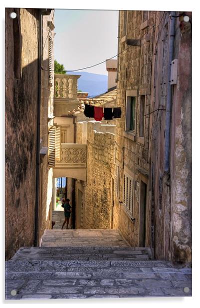 Korcula Alleyway Acrylic by Tom Gomez