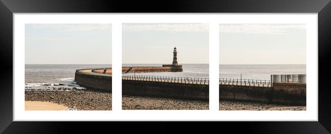 Roker Lighthouse and Pier Triptych Framed Print by Gary Clarricoates