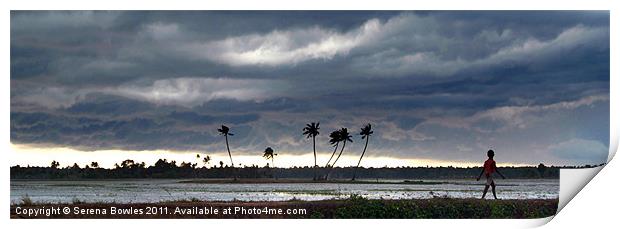 Boy Walking in a Storm Kerala Panorama Print by Serena Bowles