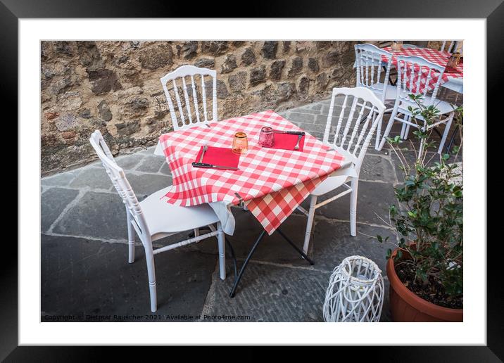 Set Table on a Street in Montalcino, Tuscany Framed Mounted Print by Dietmar Rauscher