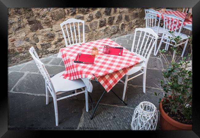 Set Table on a Street in Montalcino, Tuscany Framed Print by Dietmar Rauscher