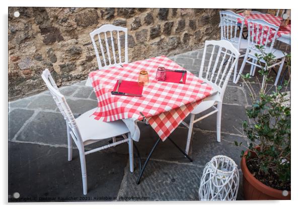 Set Table on a Street in Montalcino, Tuscany Acrylic by Dietmar Rauscher