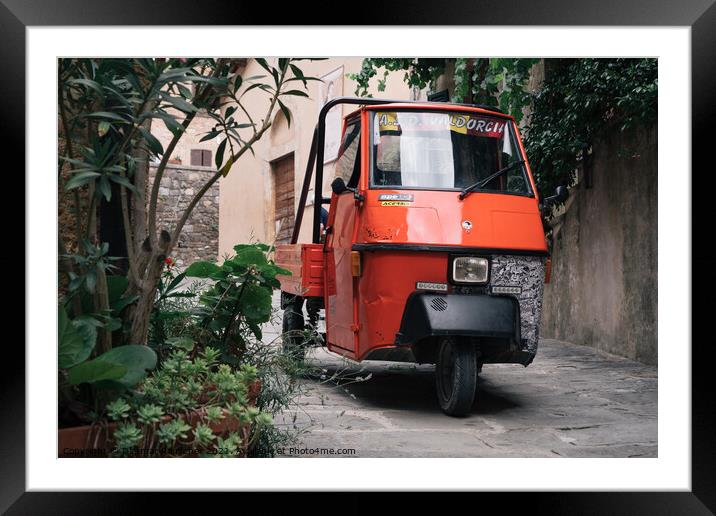 Piaggio Ape 50, a three-wheeled light commercial vehicle in Ital Framed Mounted Print by Dietmar Rauscher