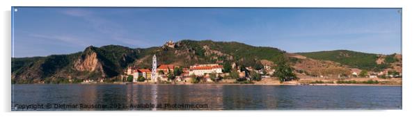 Duernstein Cityscape Panorama in the Wachau with River Danube, B Acrylic by Dietmar Rauscher