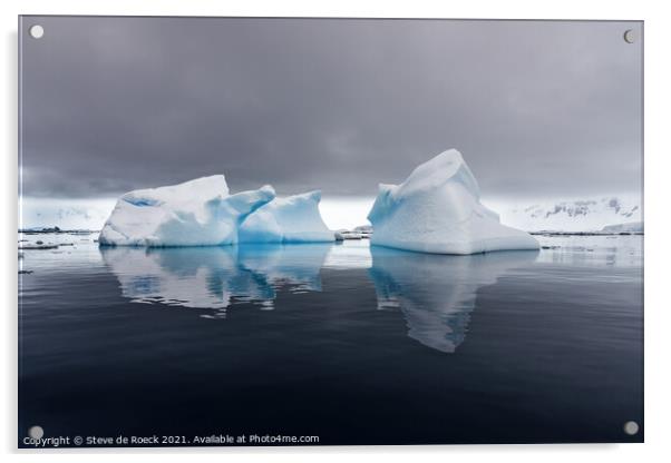 Icebergs on a calm evening in the Antarctic Acrylic by Steve de Roeck