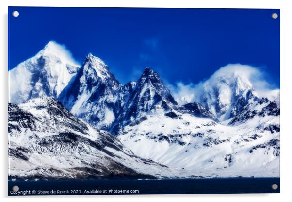 Blue Sky In The Antarctic Acrylic by Steve de Roeck