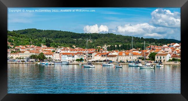 Vela Luka seafront on Korcula Island, Croatia Framed Print by Angus McComiskey