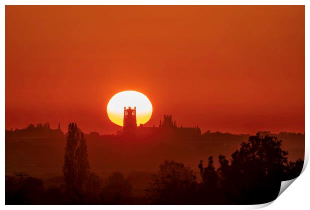 Sunrise over Ely Cathedral, 29th May 2021 Print by Andrew Sharpe