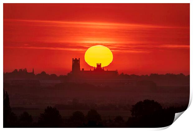 Dawn over Ely Cathedral, 28th May 2021 Print by Andrew Sharpe