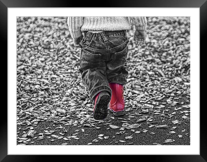 Red Wellies Framed Mounted Print by Lynne Morris (Lswpp)