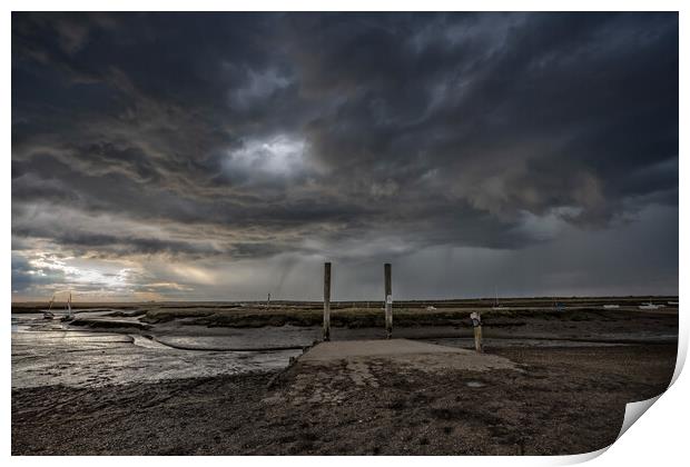 An approaching storm - Brancaster Staithe  Print by Gary Pearson