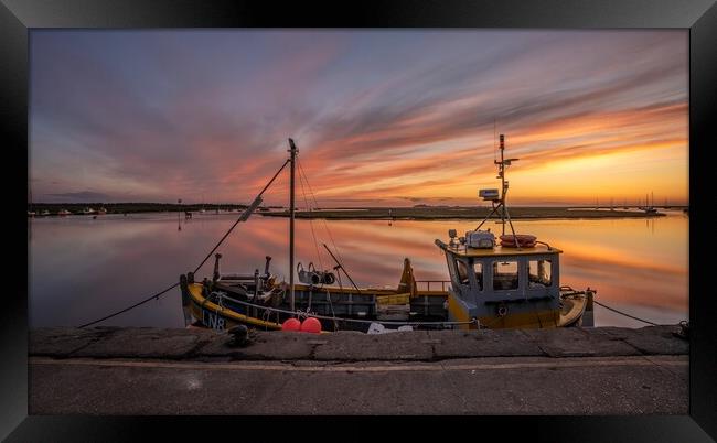 Fishing boat and a beautiful sunrise - Wells-next-the-Sea Framed Print by Gary Pearson