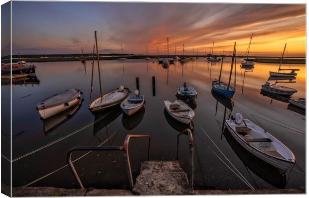 Sunrise reflections - Wells harbour  Canvas Print by Gary Pearson