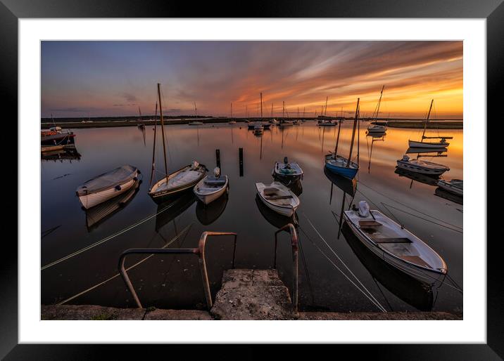 Sunrise reflections - Wells harbour  Framed Mounted Print by Gary Pearson